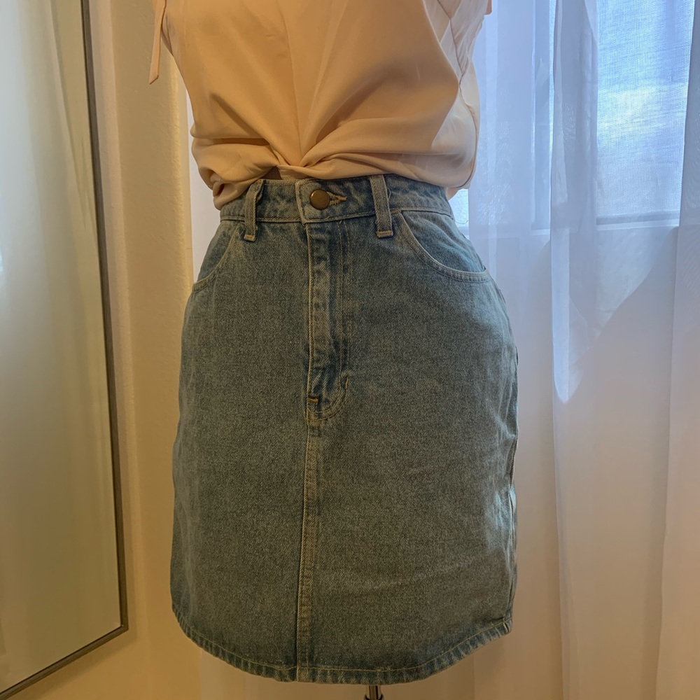 AMERICAN APPAREL Denim High Waisted Mini Skirt